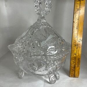 Vintage The Byrdes Collection by Hofbauer Germany Lg Footed CandyDish w/Lid RARE